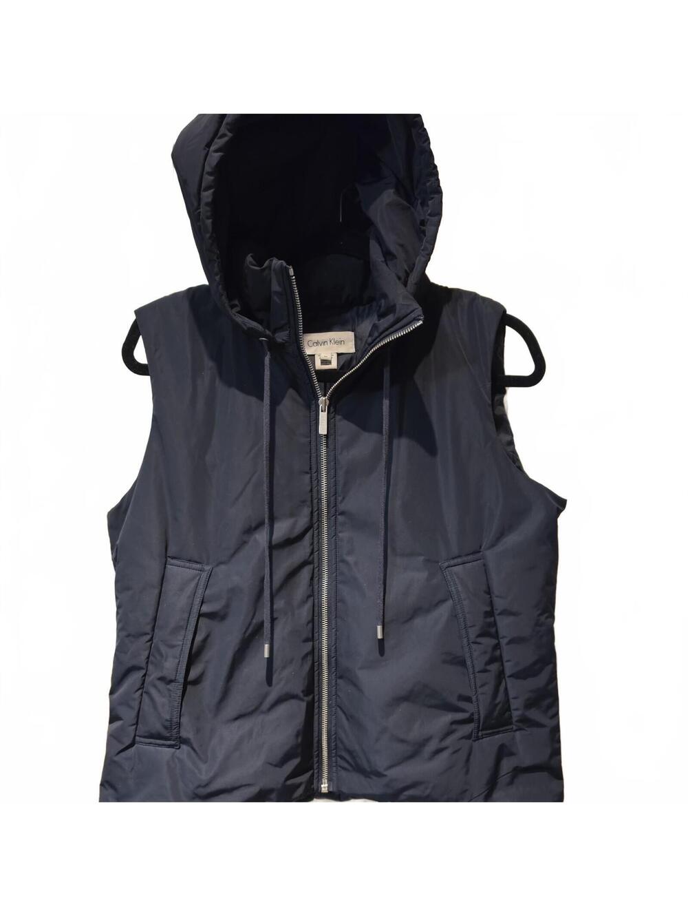 Calvin Klein smooth Puffer Vest Hooded Full Zip Lightweight Black Womens M
